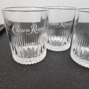 3) Crown Royal Whiskey Old Fashioned Rocks Glasses base shows logo est 1939